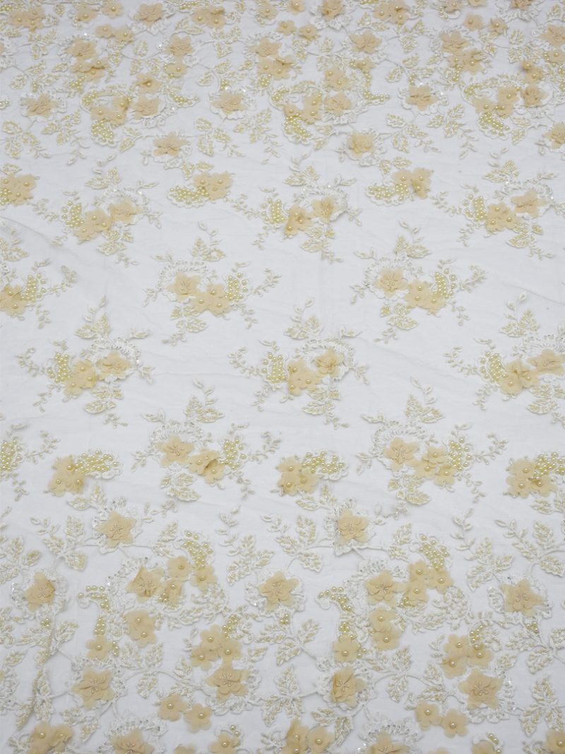 3d floral beaded lace fabric