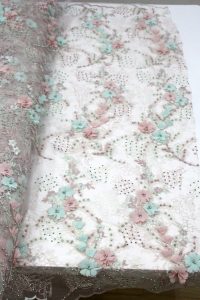 beaded 3d floral lace fabric