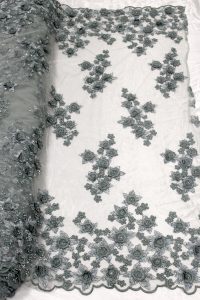 green 3d floral lace fabric