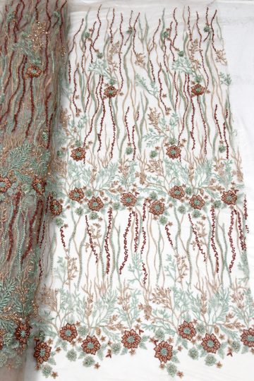 3d цветок вышитое бисером платье из ткани ручной работы кружево