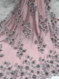 tecido de renda floral rosa blush 3d renda de noiva