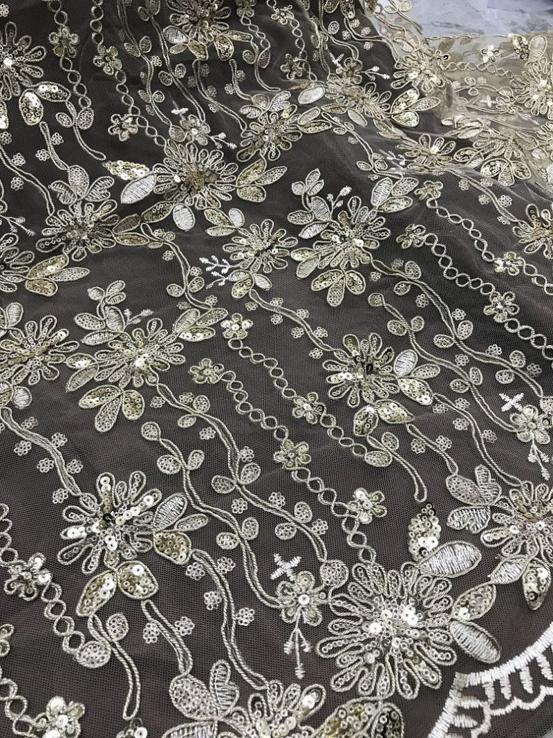sequins embroidery lace fabrics