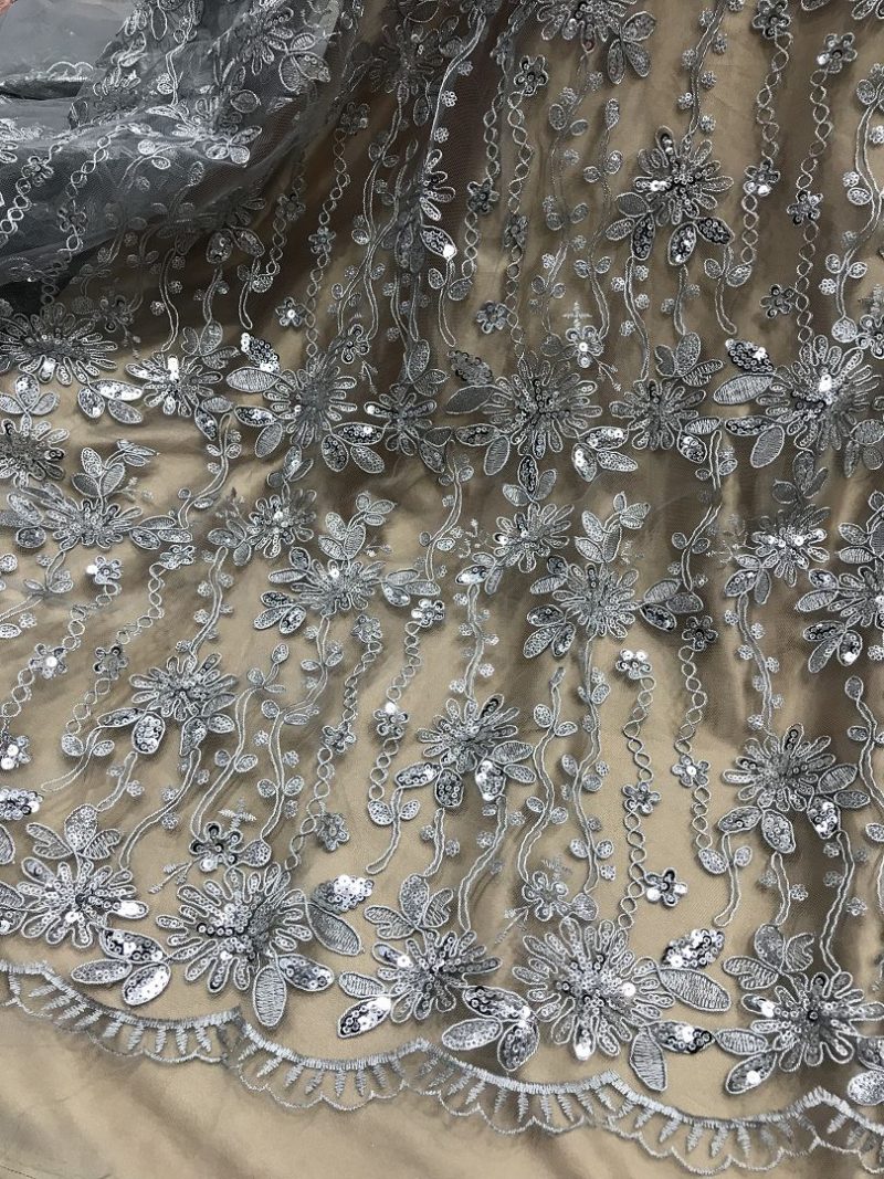 sequins embroidery lace fabrics