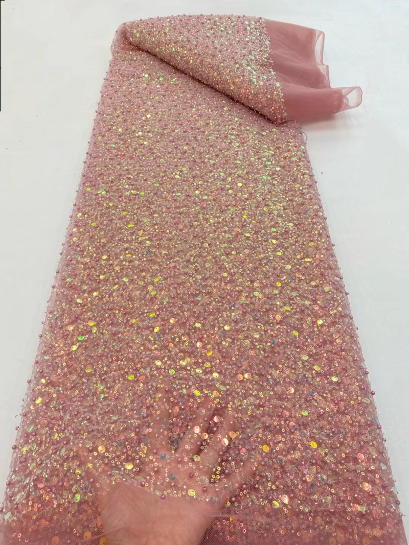 Кружевная ткань для платьев с вышивкой из бисера